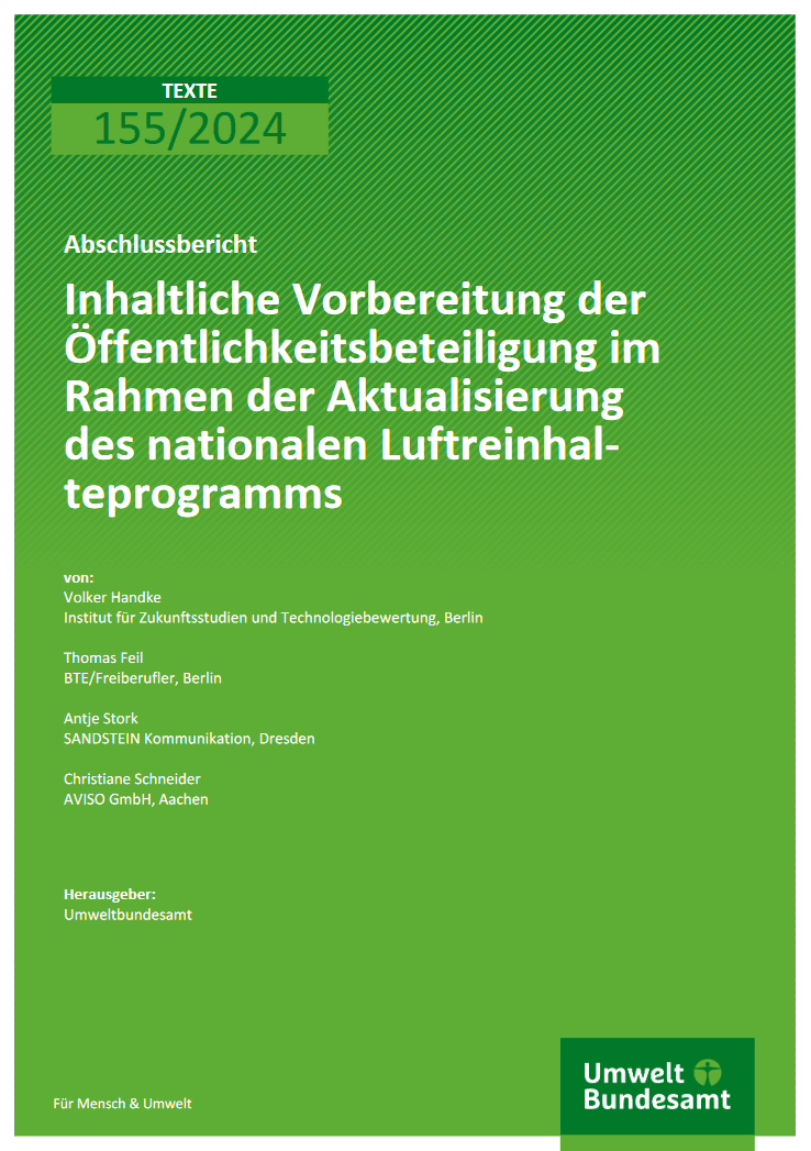 izt publikation inhaltliche vorbereitung der Öffentlichkeitsbeteiligung im rahmen der aktualisierung des nationalen luftreinhalteprogramms